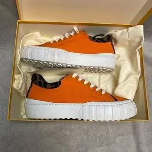 Fendi | Shoes | Fendi Orange Forever Fendi Trim Sneakers Size 69 